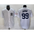 New York Yankees #99 Aaron Judge Name White FEDASGOGE With Patch 2024 Cool Base Stitched Jersey