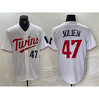 Minnesota Twins #47 Edouard Julien White FEDASGOGE Cool Base Stitched Jersey 1