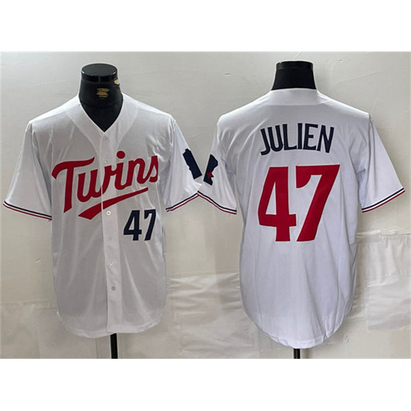 Minnesota Twins #47 Edouard Julien White FEDASGOGE Cool Base Stitched Jersey 1