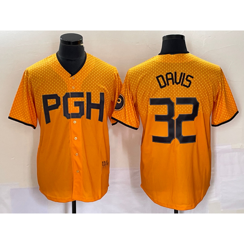 Pittsburgh Pirates #32 Henry Davis Yellow FEDASGOGE 2023 City Connect Stitched Jersey 2