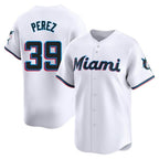 Miami Marlins #39 Eury Perez Player White FEDASGOGE Home Limited Stitched Jerseys