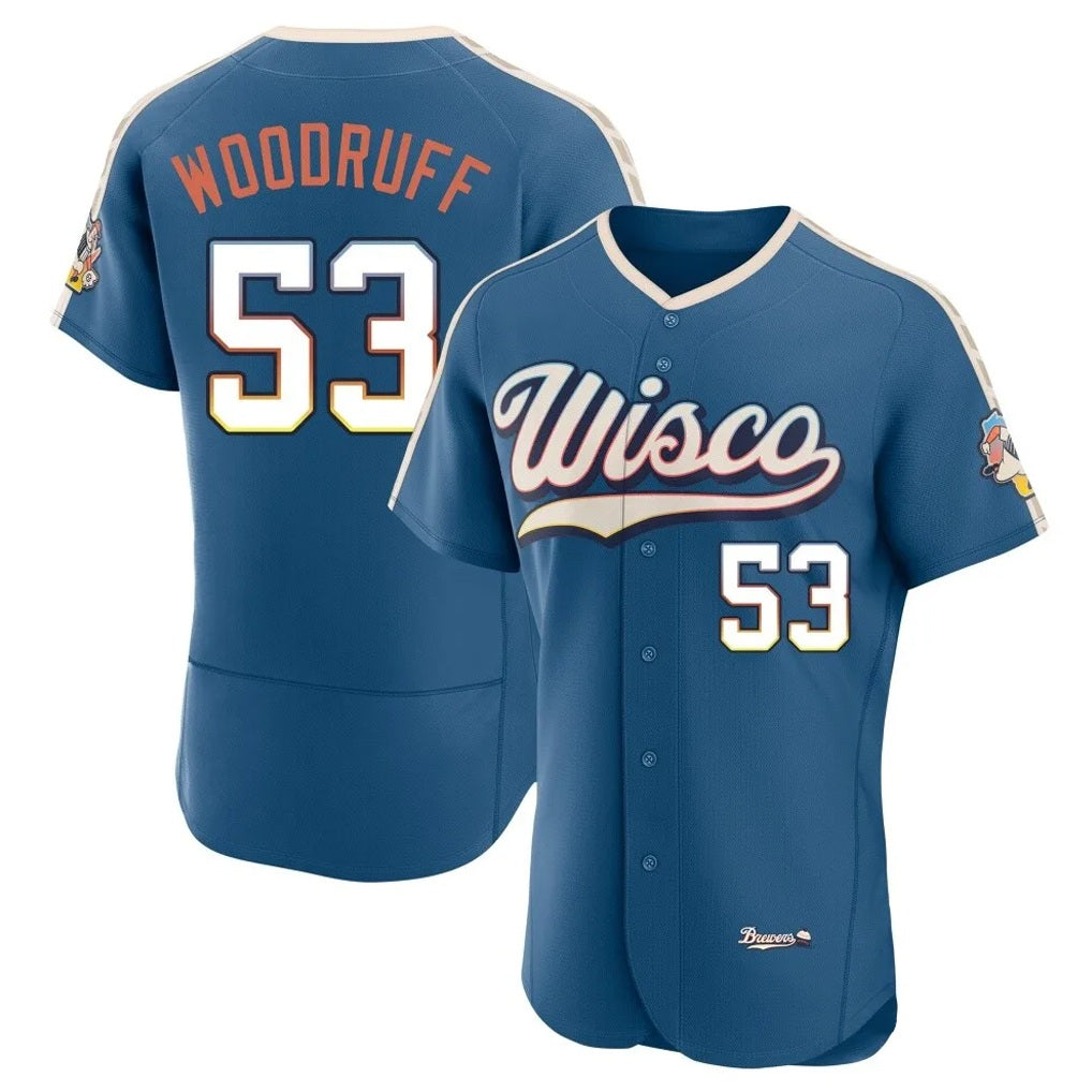 Milwaukee Brewers #53 Brandon Woodruff Player Blue FEDASGOGE 2026 City Connect Home Limited Elite Stitched Jerseys
