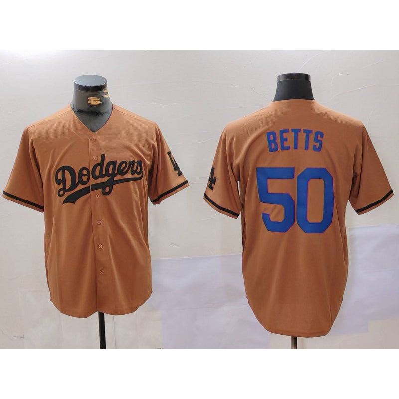 Los Angeles Dodgers #50 Mookie Betts Olive FEDASGOGE Cool Base Limited Stitched Jersey