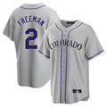 Colorado Rockies #2 Tyler Freeman Player Gray FEDASGOGE Game Home Stitched Jerseys