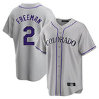 Colorado Rockies #2 Tyler Freeman Player Gray FEDASGOGE Game Home Stitched Jerseys