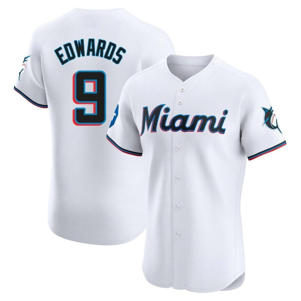 Miami Marlins #9 Xavier Edwards Player White FEDASGOGE Home Limited Elite Stitched Jerseys
