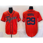 Detroit Tigers #29 Tarik Skubal Orange FEDASGOGE With Patch Cool Base Stitched Jersey