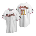 Washington Nationals #11 Ryan Zimmerman White Gold FEDASGOGE 2019 World Series Champions Stitched Cool Base Jersey