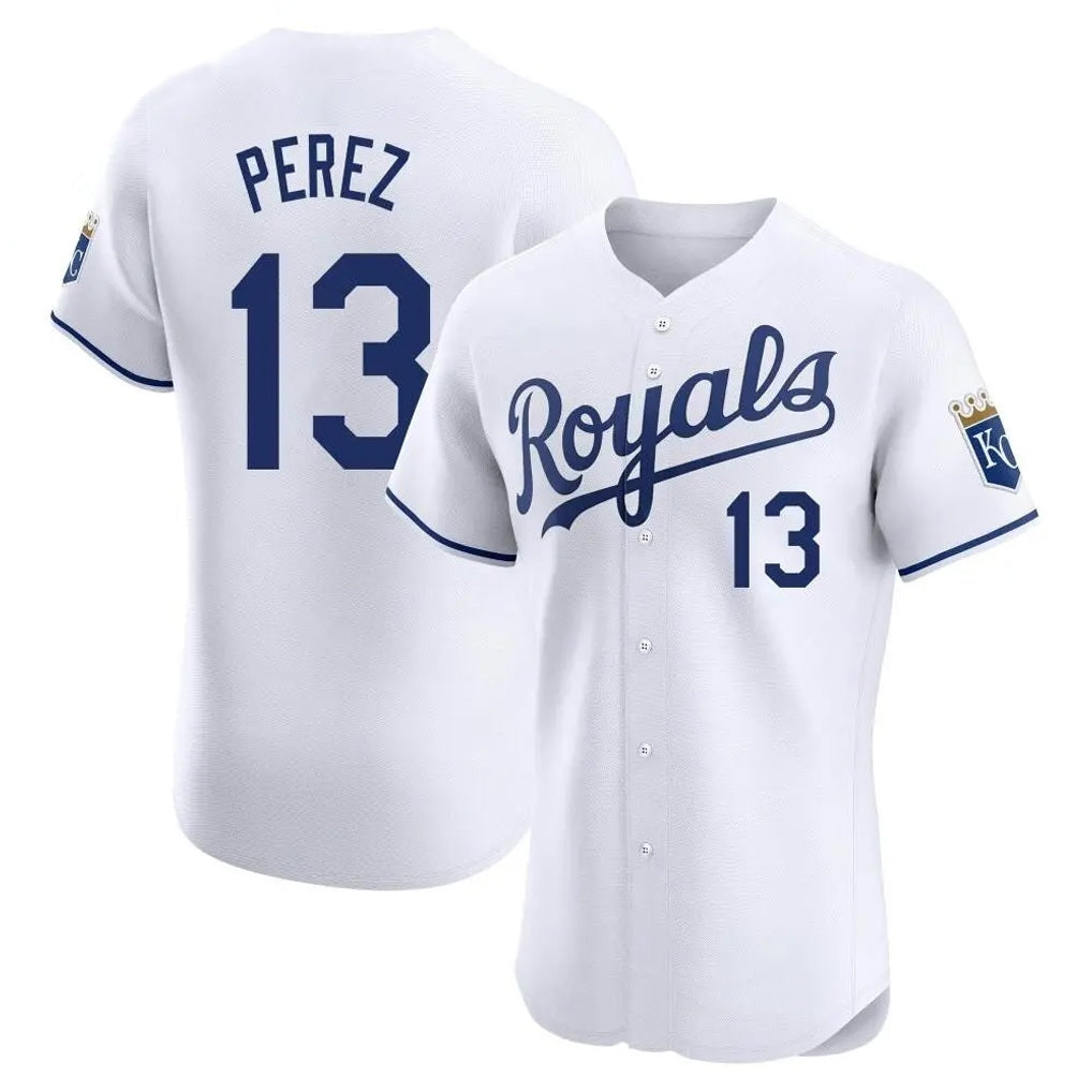 Kansas City Royals #13 Salvador Perez Player White FEDASGOGE Alt Limited Elite Home Stitched Jerseys