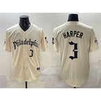 Philadelphia Phillies #3 Bryce Harper Cream FEDASGOGE Gothic Vapor Limited Stitched Jersey