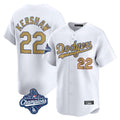 Los Angeles Dodgers #22 Clayton Kershaw Player White Gold FEDASGOGE World Series Meet Collection Limited Home Stitched Jerseys
