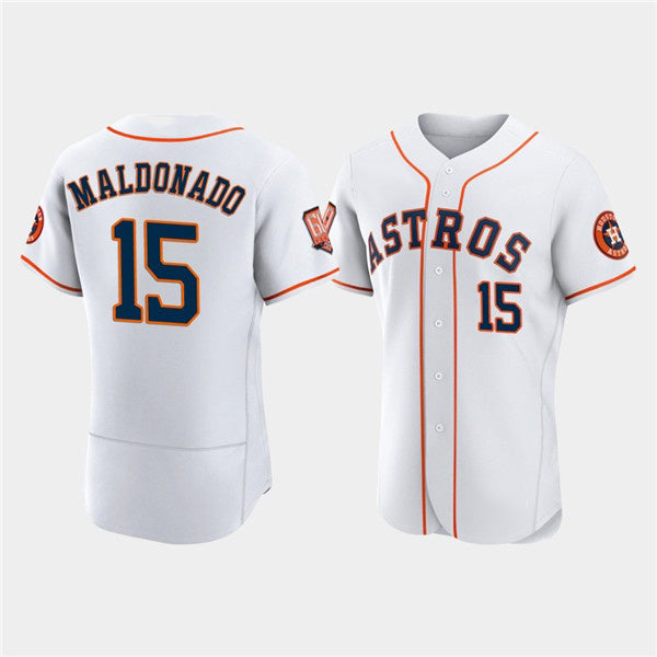 Houston Astros #15 Mart¨ªn Maldonado White FEDASGOGE 60th Anniversary Flex Base Stitched Jersey