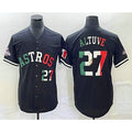 Houston Astros #27 Jose Altuve Number Mexico Black FEDASGOGE Cool Base Stitched Jersey