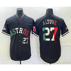 Houston Astros #27 Jose Altuve Number Mexico Black FEDASGOGE Cool Base Stitched Jersey