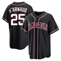 Los Angeles Angels #25 Travis d'Arnaud Player Black FEDASGOGE Fashion Out Home Game Stitched Jerseys