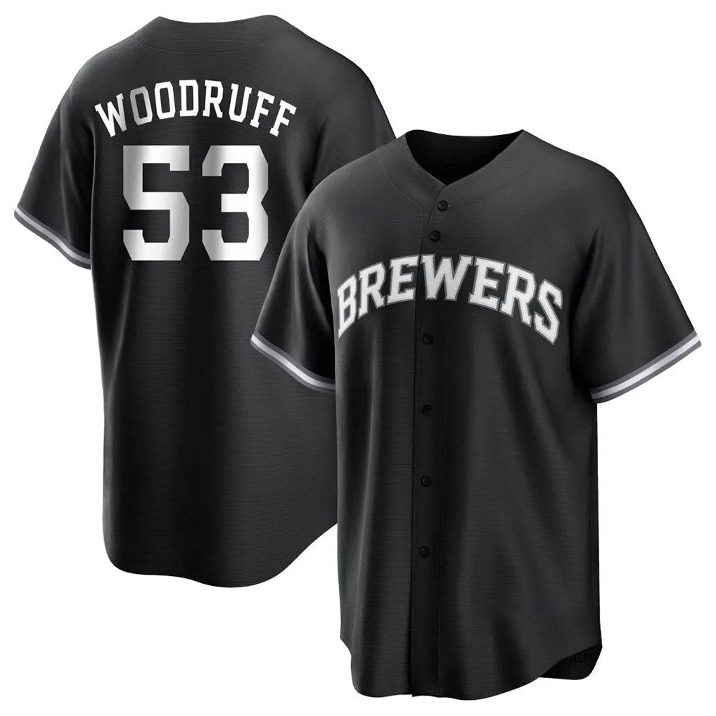 Milwaukee Brewers #53 Brandon Woodruff Player Black FEDASGOGE Game Home Stitched Jerseys