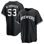 Milwaukee Brewers #53 Brandon Woodruff Player Black FEDASGOGE Game Home Stitched Jerseys