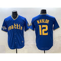 Seattle Mariners #12 Josh Naylor Royal FEDASGOGE With 2025 AL West Division Champions Patch Limited Stitched jersey