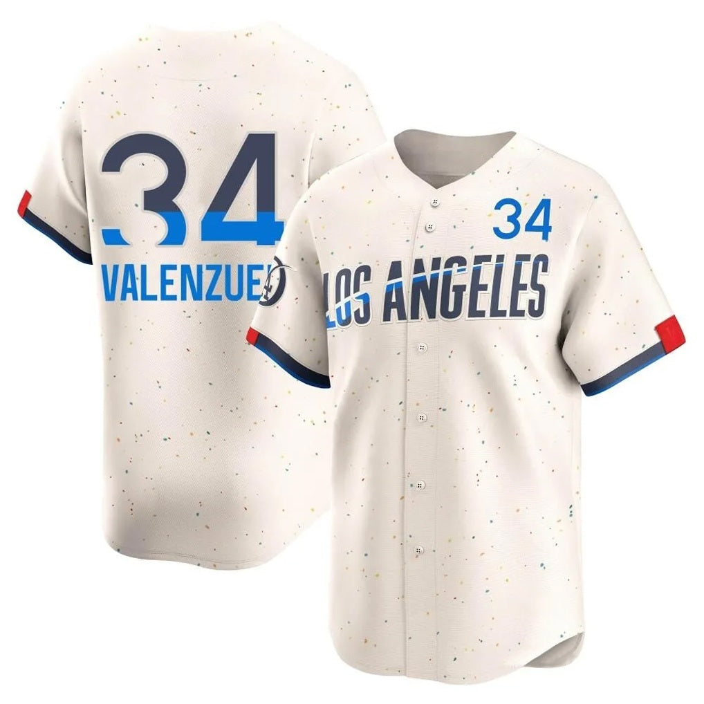Los Angeles Dodgers #34 Fernando Valenzuela Player Cream FEDASGOGE City Connect Limited Home Stitched Jerseys