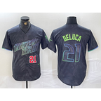 Tampa Bay Rays #21 Jonny DeLuca Number Charcoal FEDASGOGE 2024 City Connect Limited Stitched Jerseys 2