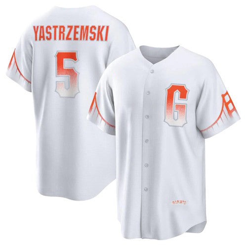 San Francisco Giants #5 Mike Yastrzemski White FEDASGOGE 2021 City Connect Cool Base Jersey