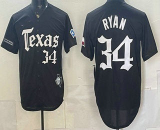 Texas Rangers #34 Nolan Ryan Black FEDASGOGE Gothic Mexico 2025 Vapor Premier Limited Jersey