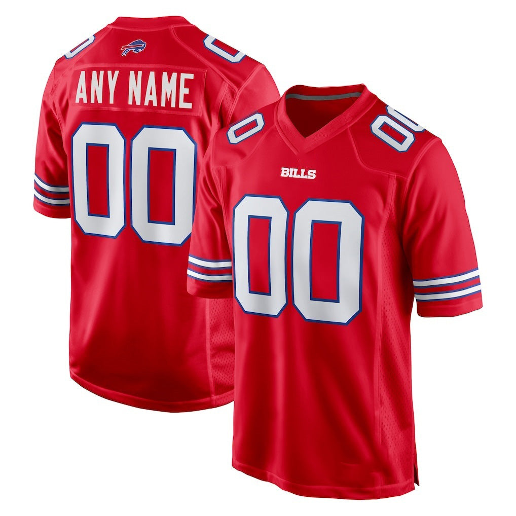 Custom B.Bills Red FEDASGOGE Alternate Game Jersey