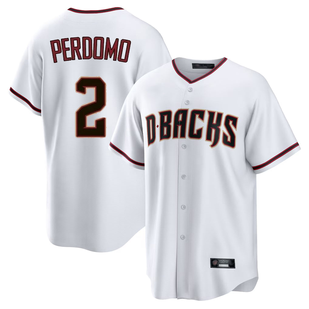 Arizona Diamondbacks #2 Geraldo Perdomo Player White FEDASGOGE Home Game Stitched Jerseys