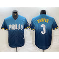 Philadelphia Phillies #3 Bryce Harper Blue FEDASGOGE 2024 City Connect Limited Stitched Jersey