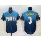 Philadelphia Phillies #3 Bryce Harper Blue FEDASGOGE 2024 City Connect Limited Stitched Jersey