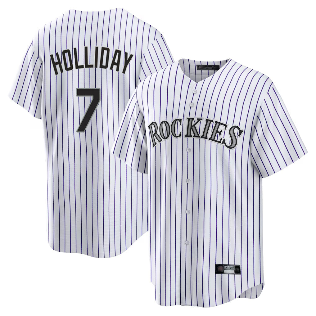 Colorado Rockies #7 Matt Holliday Player White FEDASGOGE Game Home Stitched Jerseys