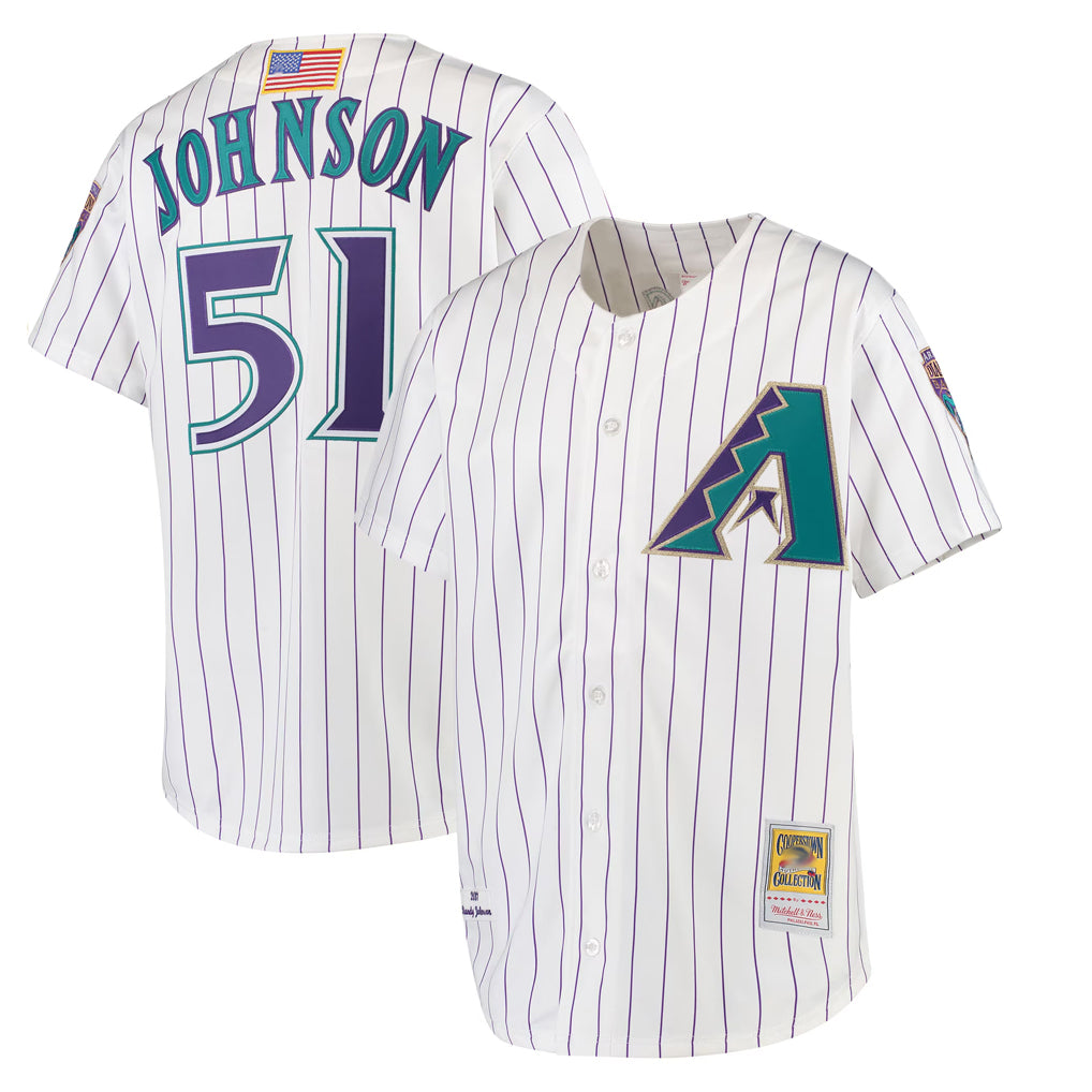Arizona Diamondbacks #51 Randy Johnson Player White FEDASGOGE Mitchell & Ness Limited Home Stitched Jerseys