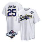 Los Angeles Dodgers #25 Tommy Edman Player Gold White FEDASGOGE World Series 2026 Collection Stadium Game Stitched Jerseys