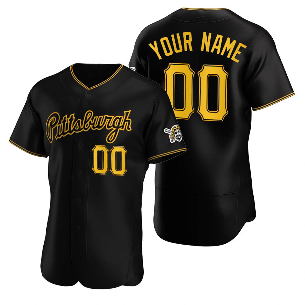 Custom Pittsburgh Pirates Black FEDASGOGE Stitched Flex Base Jersey