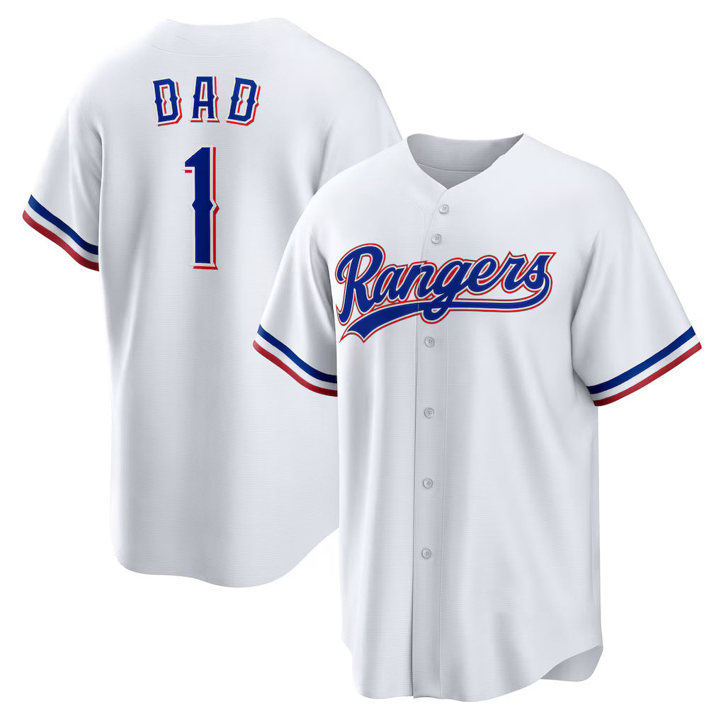 Texas Rangers #1 Dad Home White FEDASGOGE Replica Jersey