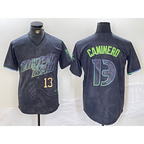 Tampa Bay Rays #13 Junior Caminero Number Charcoal FEDASGOGE 2024 City Connect Limited Stitched Jerseys