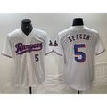 Texas Rangers #5 Corey Seager Number White FEDASGOGE 2024 Gold Collection Limited Cool Base Jersey