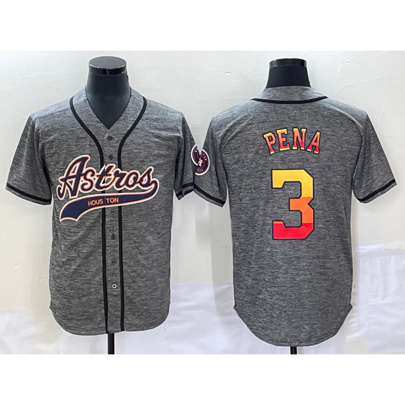 Houston Astros #3 Jeremy Pena Grey FEDASGOGE Gridiron Cool Base Stitched Jersey