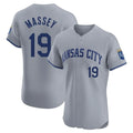 Kansas City Royals #19 Michael Massey Player Gray FEDASGOGE Limited Elite Home Stitched Jerseys