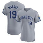 Kansas City Royals #19 Michael Massey Player Gray FEDASGOGE Limited Elite Home Stitched Jerseys