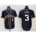 Houston Astros #3 Jeremy Pena Black Gold FEDASGOGE Player Number Cool Base Jersey