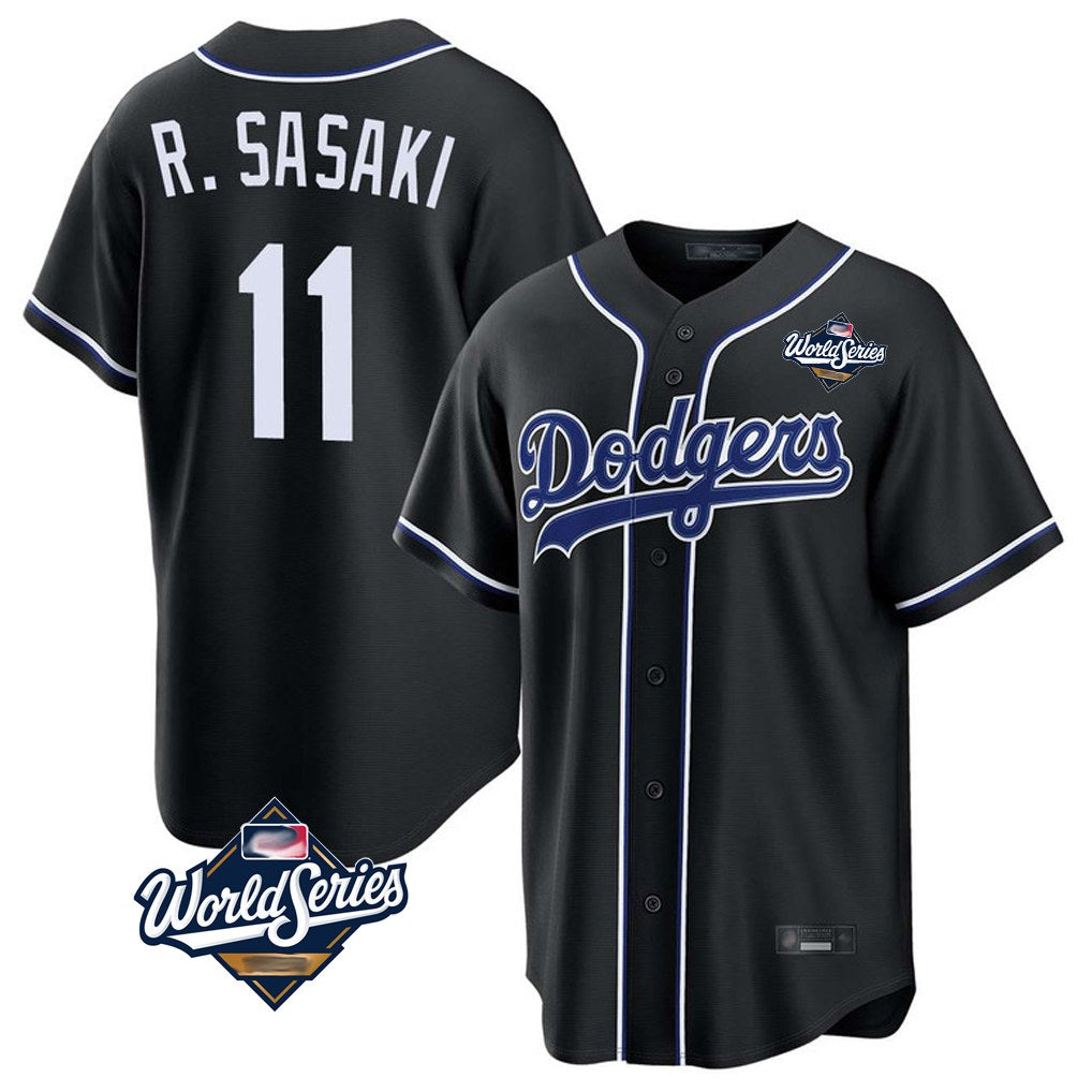 Los Angeles Dodgers #11 Roki Sasaki Player Black FEDASGOGE World Series Carbon Limited Home Stitched Jerseys