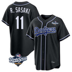 Los Angeles Dodgers #11 Roki Sasaki Player Black FEDASGOGE World Series Carbon Limited Home Stitched Jerseys