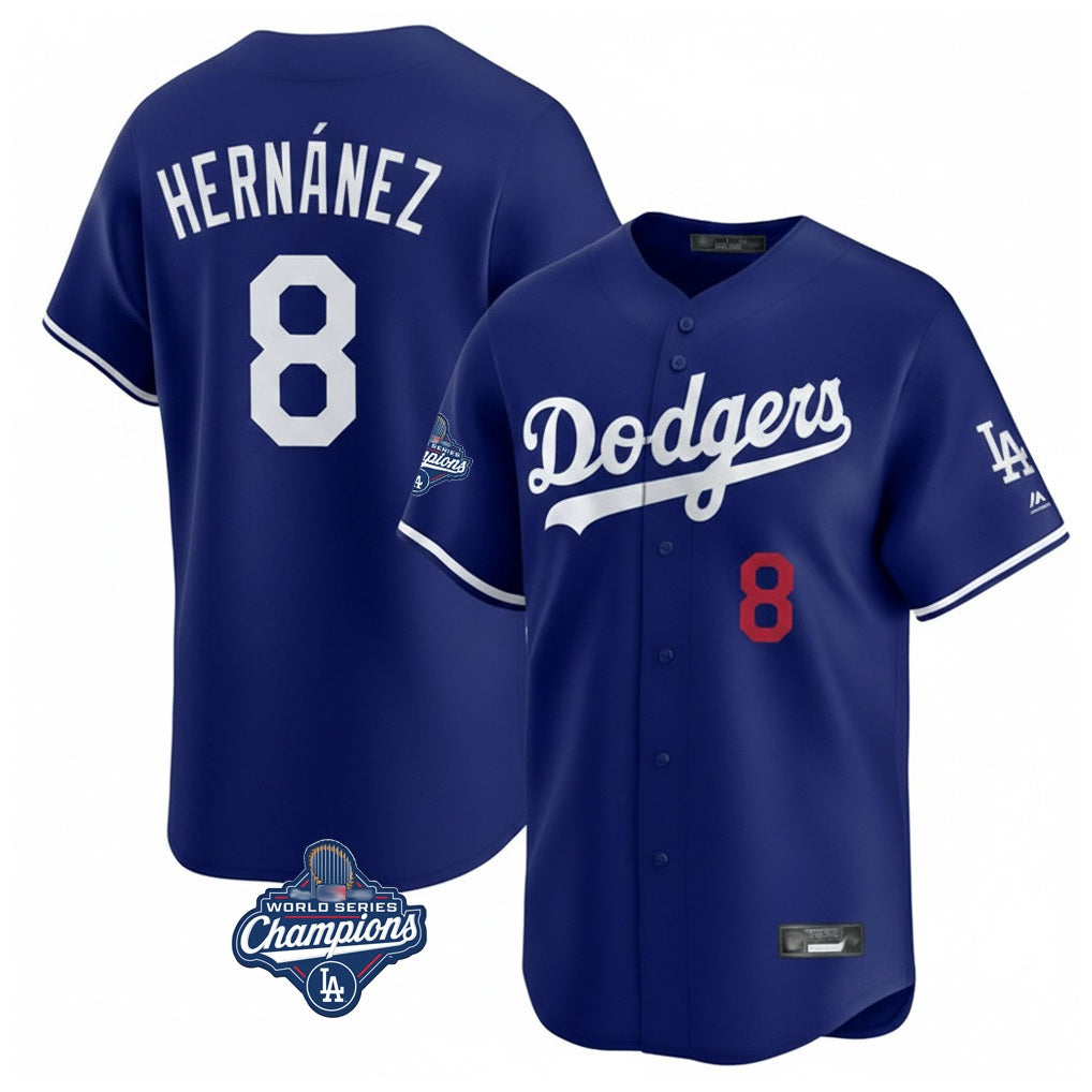 Los Angeles Dodgers #8 Enrique Hern¨¢ndez Player Royal FEDASGOGE World Series Meet Limited Home Stitched Jerseys