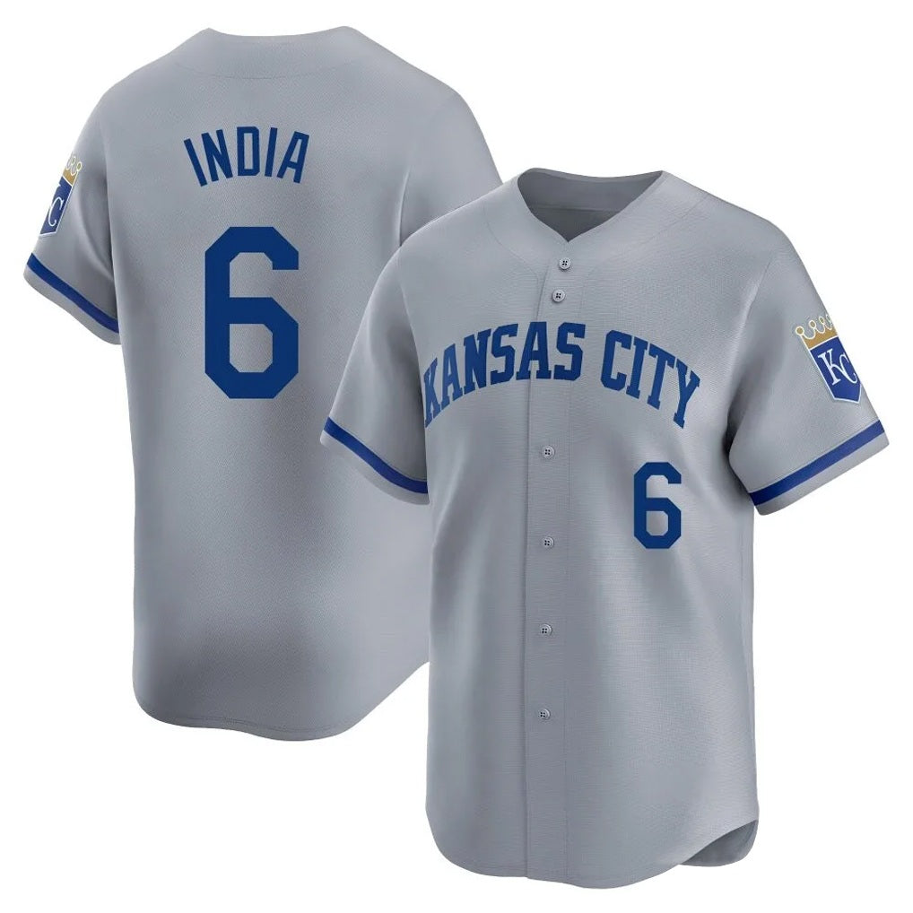 Kansas City Royals #6 Jonathan India Player Gray FEDASGOGE Limited Home Stitched Jerseys