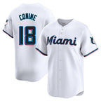 Miami Marlins #18 Griffin Conine Player White FEDASGOGE Home Limited Stitched Jerseys