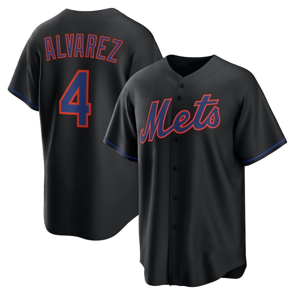 New York Mets #4 Francisco Alvarez Black FEDASGOGE Alternate Replica Jersey