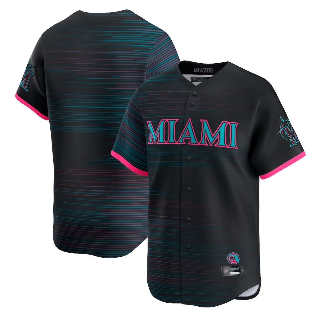 Miami Marlins Blank Player Black FEDASGOGE City Connect Home Limited Stitched Jerseys