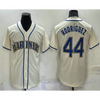 Seattle Mariners #44 Julio Rodriguez Cream FEDASGOGE Stitched Cool Base Jersey