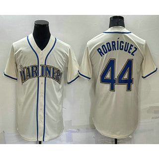 Seattle Mariners #44 Julio Rodriguez Cream FEDASGOGE Stitched Cool Base Jersey